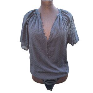NWT Abercrombie & Fitch Bodysuit Blouse | Black | Women's Size Large